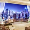 3D настенная роспись, современное городское здание, ночной пейзаж, фото обои для гостиной, водонепроницаемая съемная наклейка, фреска