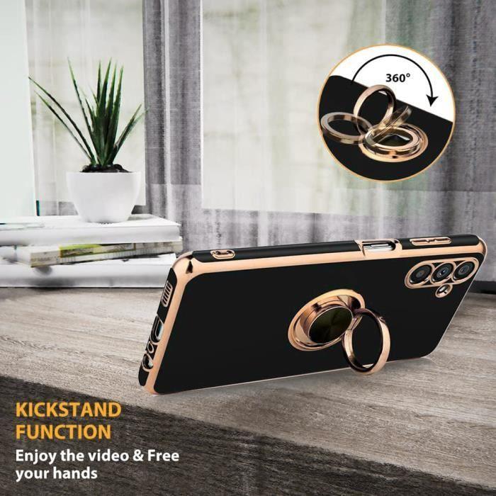 Protective Case - BOOLING - for Samsung Galaxy A04s / A13 5G - Shockproof Silicone - Black - 360° Support Ring