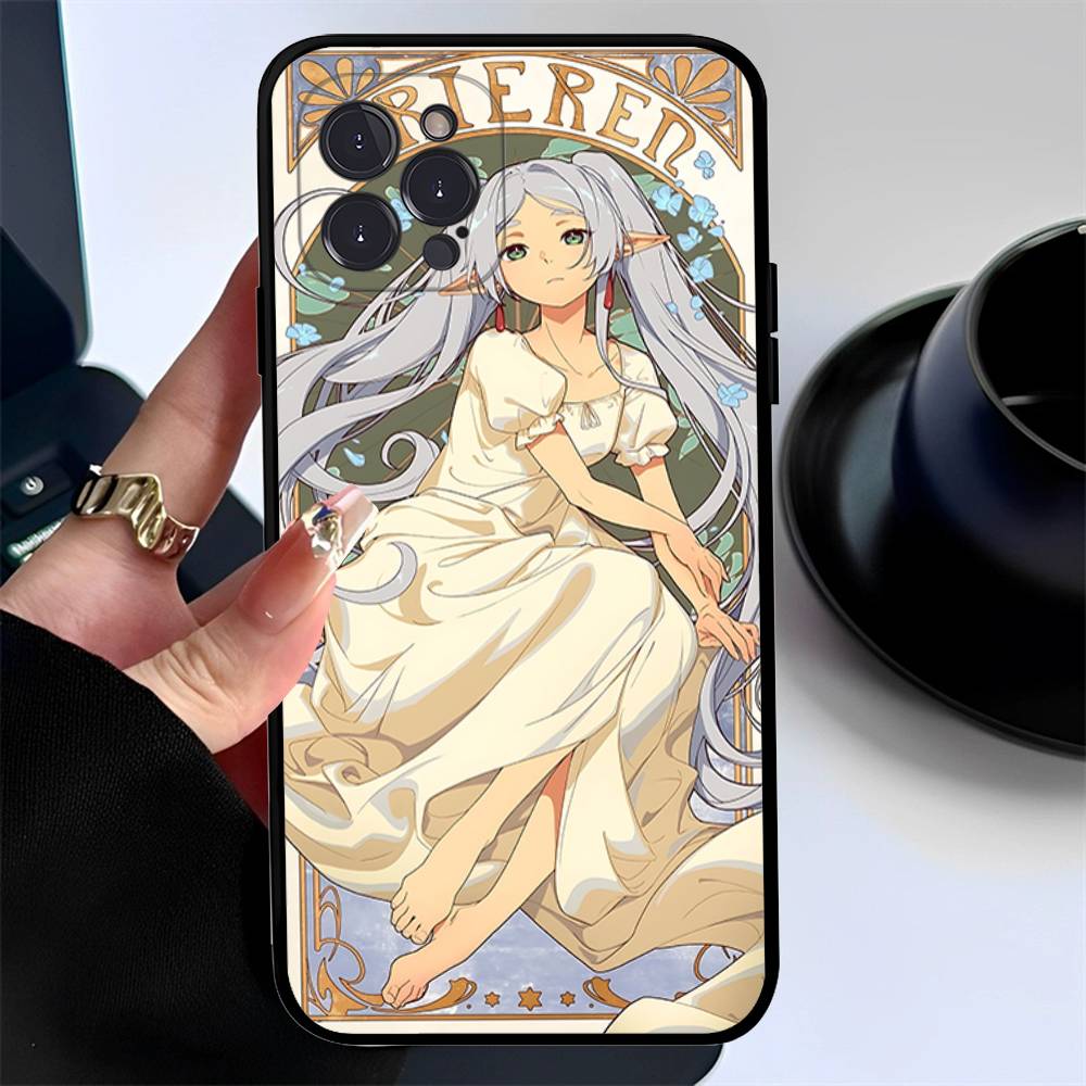 Аниме Фрирен Милый Чехол Для Телефона Для Iphone 16 15 17 13 14 12 11 Pro Max Plus Черный Чехол