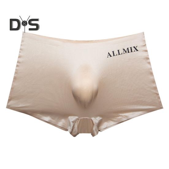 Men 3D U-Convex Shorts Briefs Mid-rise Elastic Waistband Letter Print Underwear Ice Silk Fabric Translucent Underpants