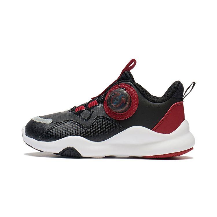 Li Ning Kids Comfortable Daily Non-Slip Shock Absorbing Wear-Resistant Casual Shoes Kids Casual Shoes Black Red YKNS098-17