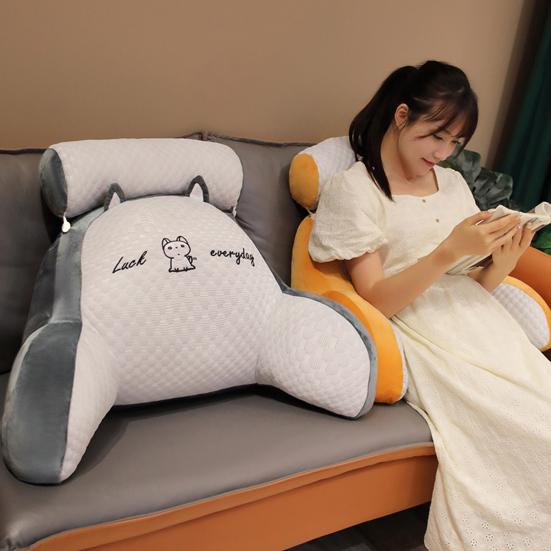 Подушка для чтения на кровати с поддержкой рук, мультяшный принт, съемная спинка, поддержка дивана, подушка, подушка