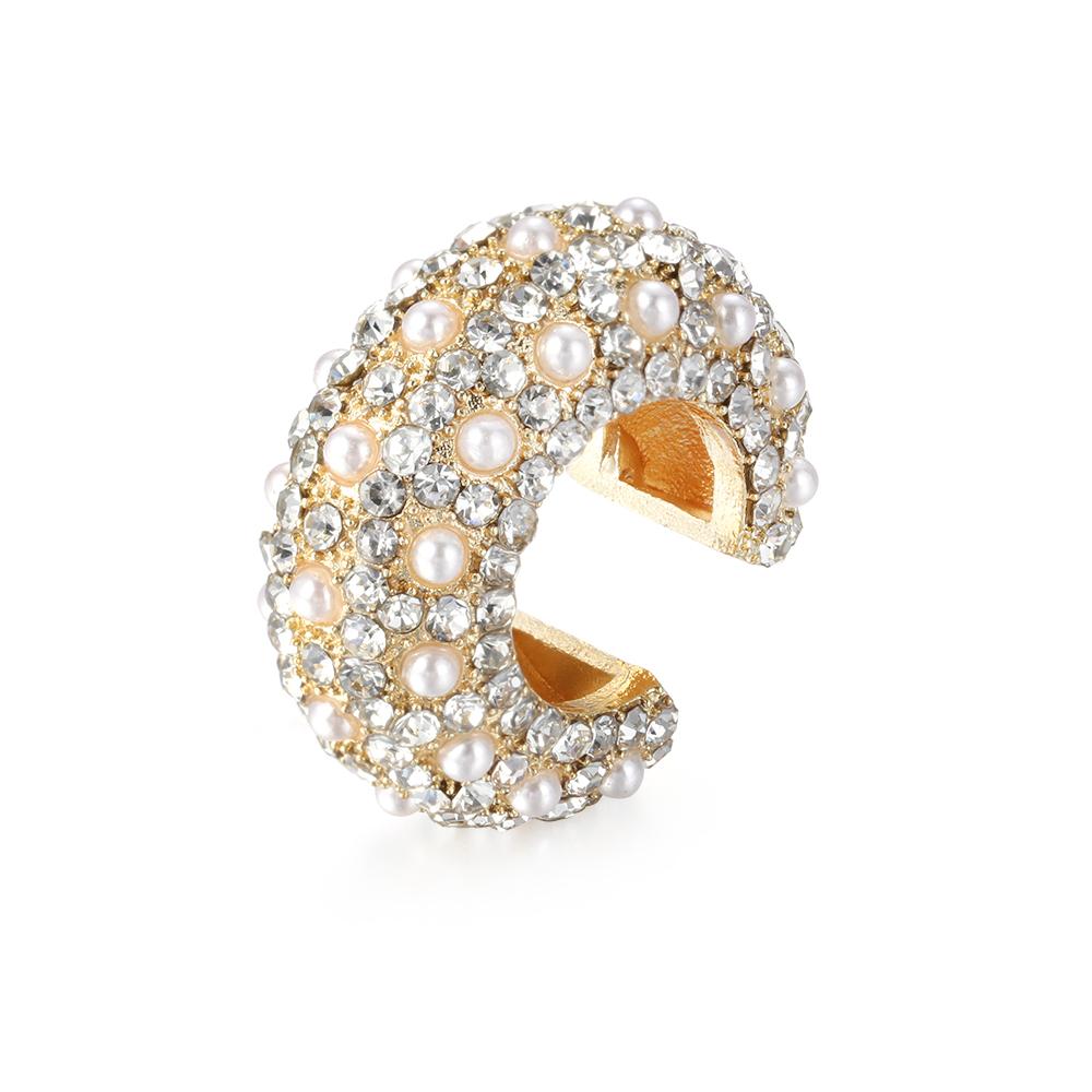 Rhinestone Dangle No Piercing Earrings CZ Cuff Earrings Statement C-shaped Cubic Zirconia Ear Cuff