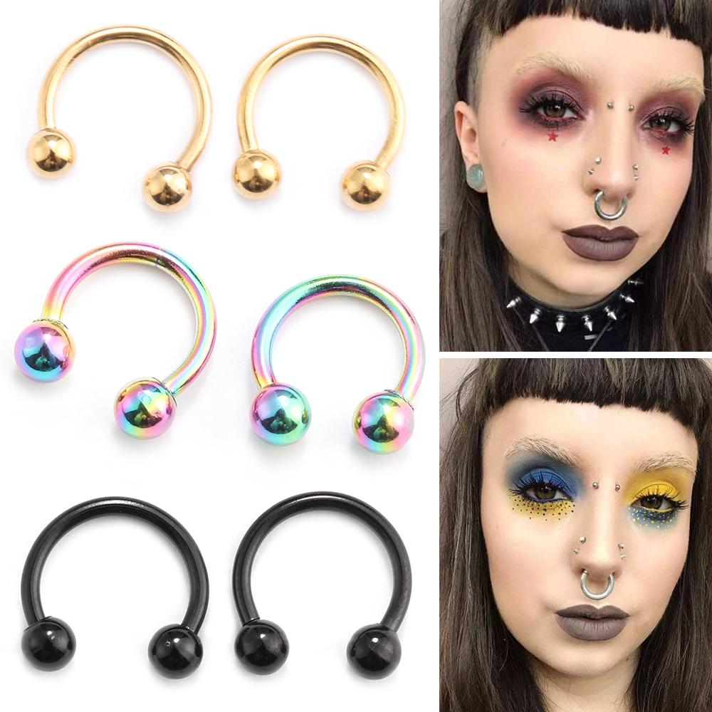 Women Men 16 Gauge Hip Hop Horseshoe Ear Piercings Lip Nipple Eyebrow Lobe Rings Nose Septum Ring