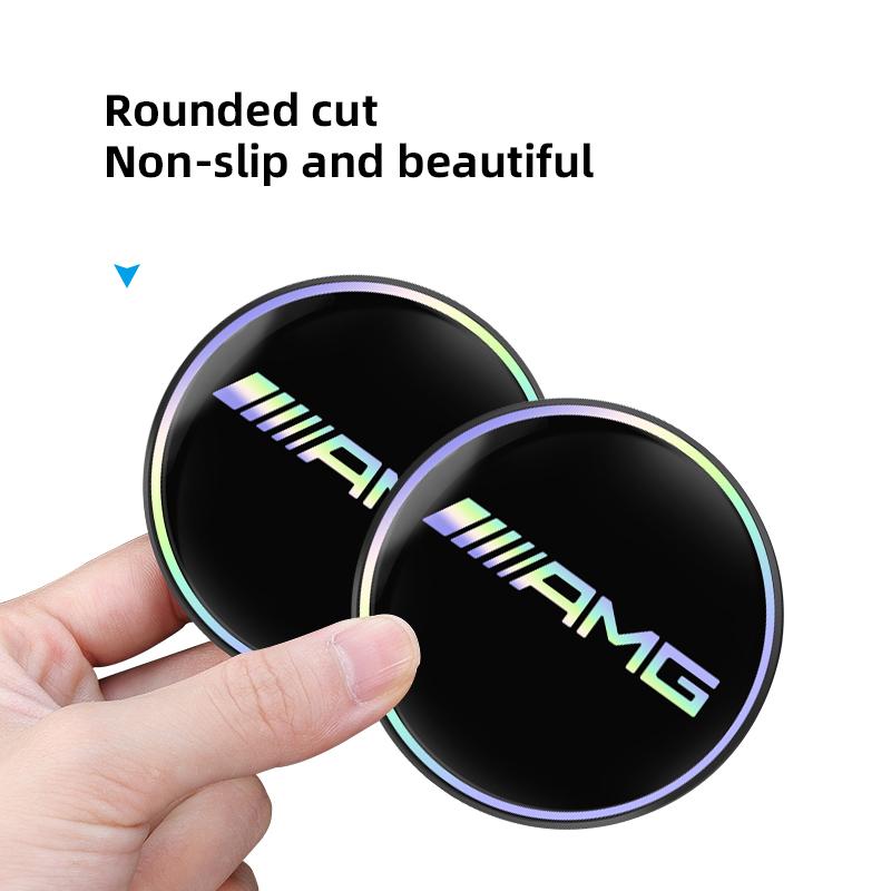 AAVP1 2Pcs Car Emblem Coaster Water Cup Pad Color Anti-Slip Mat For Mercedes Benz AMG GLC W203 W206 W220 W205 W211 W212 W201 W210 W108