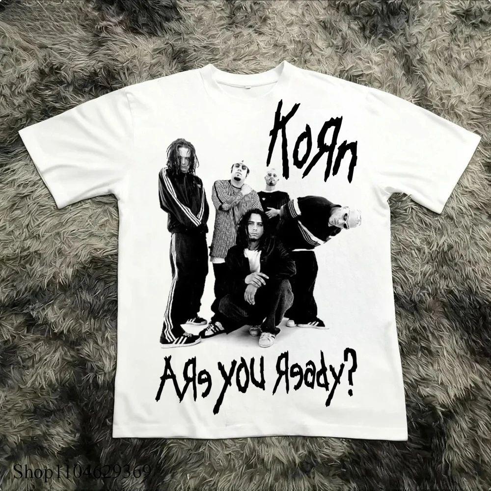 Футболка с принтом Rock Band Korn Follow The Leader Двусторонняя Метал-группа Teecasual Свободная Оверсайз Парная Футболка Винтажные Топы Унисекс