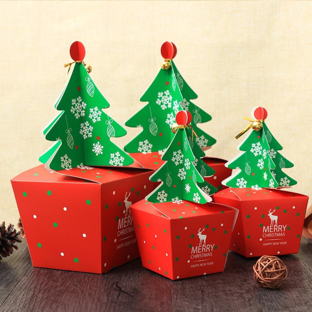 10 Pcs Paper Christmas Gift Box DIY Gift Packaging Box Christmas Tree Candy Box Kids