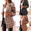 Women Jacket Autumn Fashion Double Breasted Tweed Blazer Coat Vintage Long Sleeve Female Outerwear Chic Top Casual Blazer