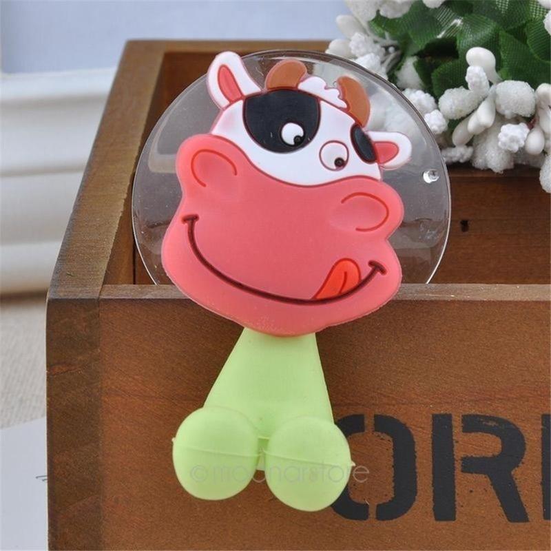 Newest 3D Cartoon Animal Cute Sucker Toothbrush Wall Holder Suction Cup Bathroom ARI