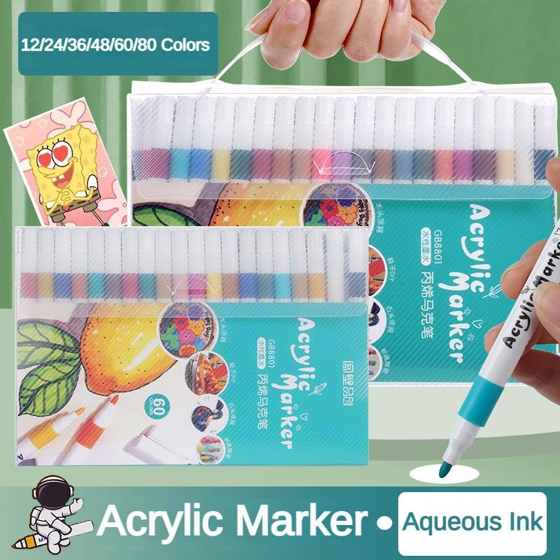Acrylic Marker Pen Set 12-80 Colors Art Color Graffiti Hand Ledger Marker Paint Pen DIY Painting Acrylic Art Painting Stationery
