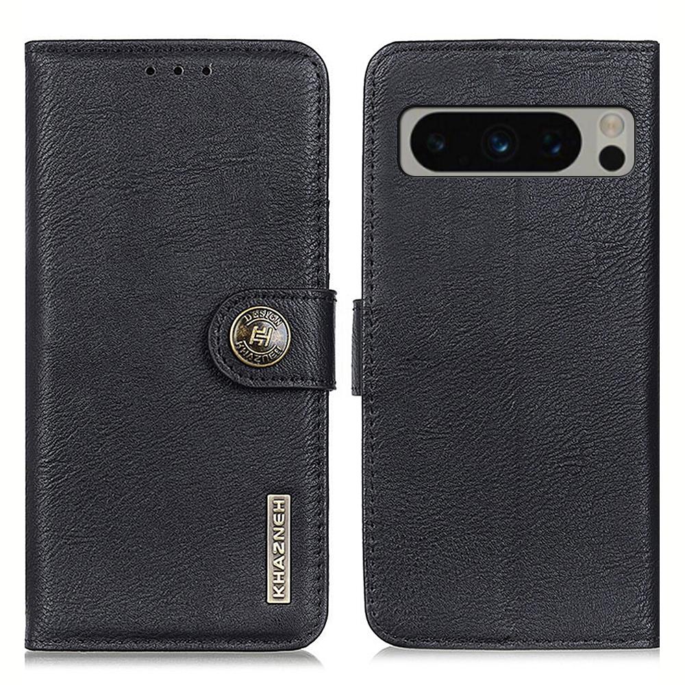 KHAZNEH for Google Pixel 8 Pro Wallet Stand Leather Phone Case Cowhide Texture Phone Cover