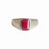 Natural Plum Ruby Signet Ring, 925 Solid Sterling Silver, Emerald Cut Red Gemstone Ring, Everyday Wear Jewelry, Gift for Her