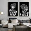 African Woman Portrait Canvas Painting Black White Wall Art Women Picture Posters and Prints Living Room Home Wall Decor Cuadros No Frame