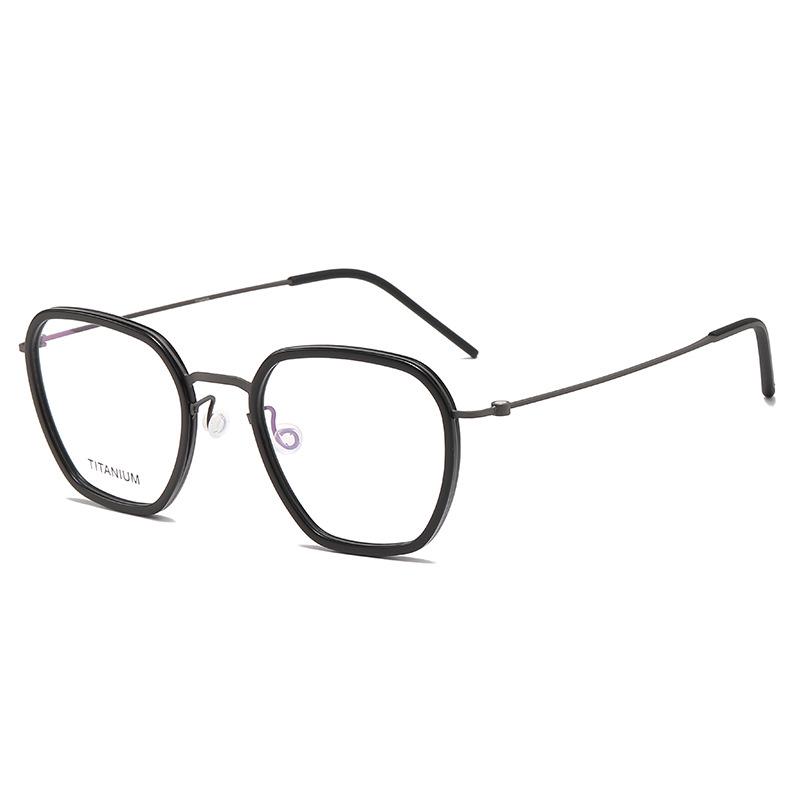Linde Pure Titanium Women's Literary Fashion Glasses, Retro Acetate Frame for Business or Commute, Unisex Style