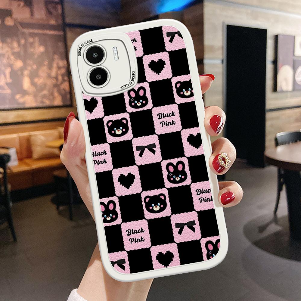 Решетчатый милый чехол для телефона из искусственной кожи с изображением медведя и кролика для iPhone 15 14 13 12 Pro Max Samsung Galaxy S23 Ultra S20 FE A52 Redmi Xiaomi POCO Мягкий чехол