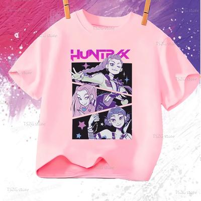 Huntrix Kpop Охотники на демонов Футболка для мальчиков девочек Футболка Подарок для фанатов Летняя с коротким рукавом Детские футболки Топ Модная детская футболка