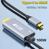 Видеокабель Type C на HDMI 4K 60 Гц с адаптером быстрой зарядки PD 100 Вт, кабель Type C на HD 1,8 м для домашнего офиса, ноутбуков
