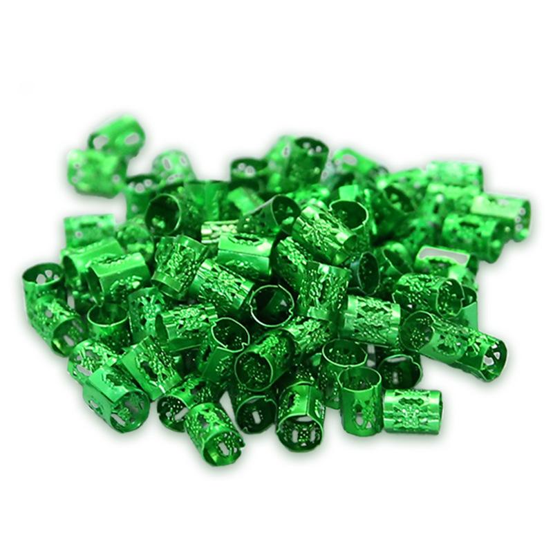 100 шт., модные серебряные полые металлические кольца для волос, косички, дреды, бусины, манжеты для волос, трубка для страха, очаровательные дреды для DIY, аксессуары для волос