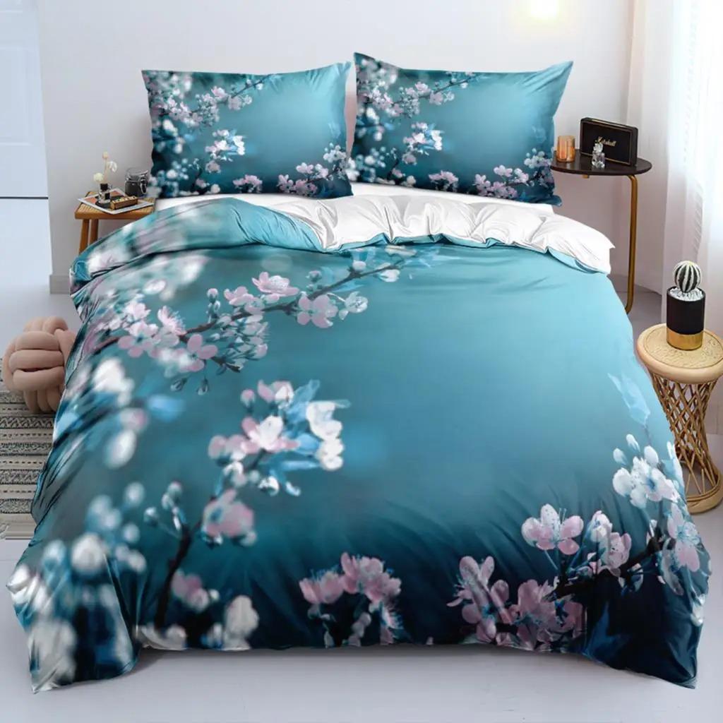 Классический пододеяльник, комплект постельного белья Flower Blue Gold King, Queen, Full, Twin, наволочки, постельное белье, комплект постельного белья 260x220 см