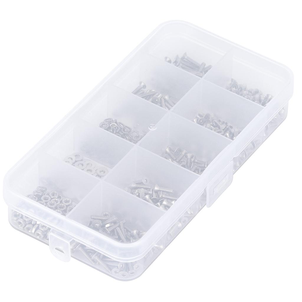600PCS Stainless Steel Countersunk Hex Socket Bolts Hex Nuts Washers Assortment Set