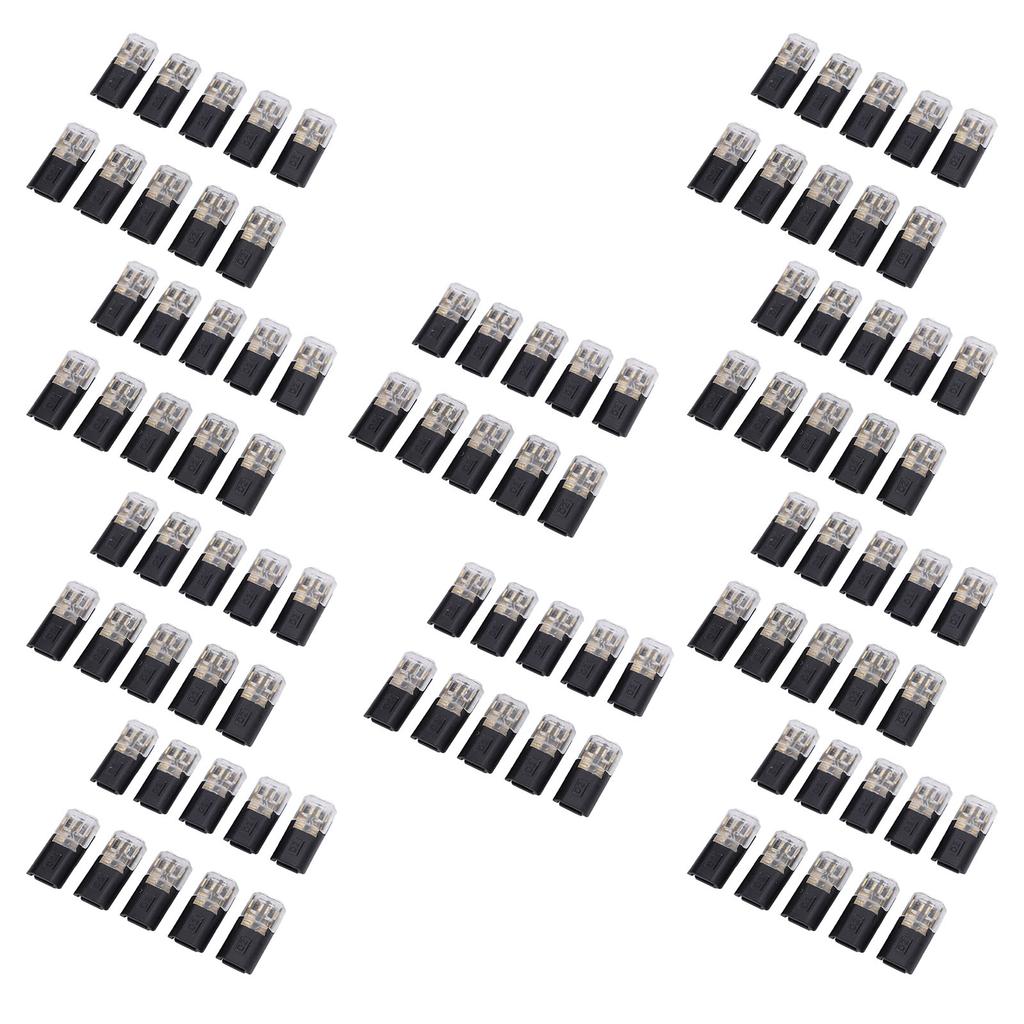 100PCS Double Wire Plug in Connectors with Locking Buckle Quick Clip Fasteners 2 Pin Multi Purpose Snap On Blocks for