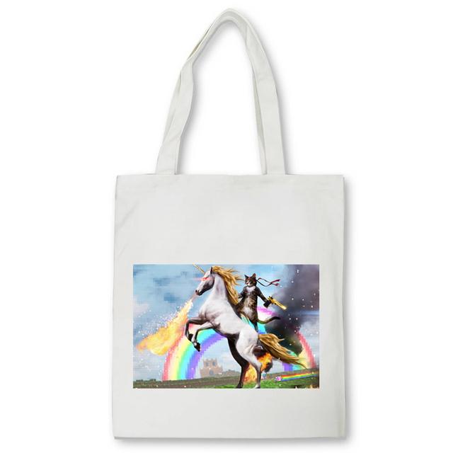 Dabbing Unicorn Panda Anime Shopper Bag Teenage Students Reusable Canvas Bag Handbag Bag Women's Shoulder Tote Bag Bolsas