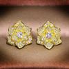 Huitan Fancy Flower Earrings Women  Color/Gold Color Luxury Cubic Zirconia Stud Earrings Aesthetic Bridal Wedding Jewelry