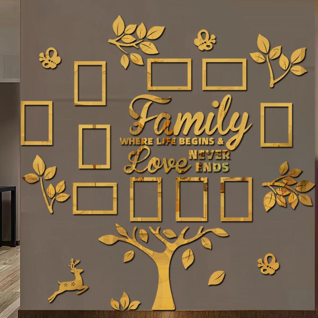 New DIY Family Picture Frame Tree Wall Stickers 3D Home Tree Wall Mirrors Photo Collage Picture Frame Stickers Home Decoration