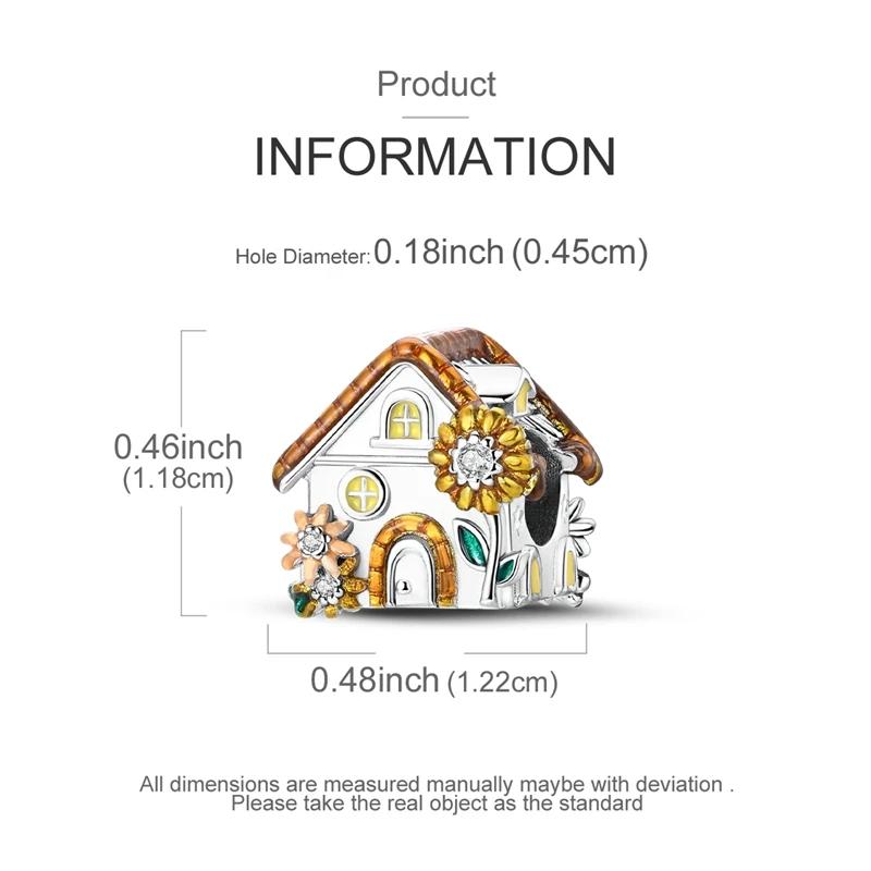 Оригинальные бусины Charmscopper Creative Sunflower Flowers House Подходят для браслетов с подвесками Для женщин Изготовление ювелирных изделий Подарки