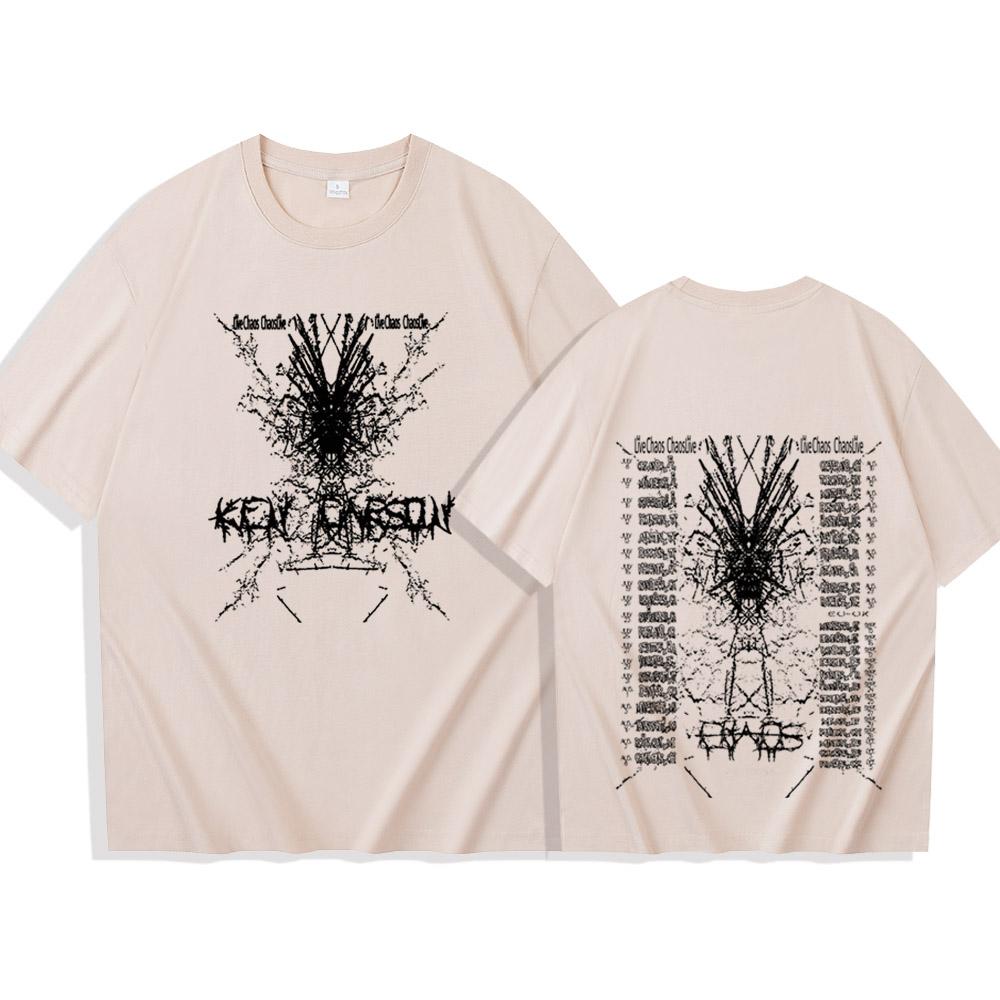 Хлопковая футболка Ken Carson Chaos World Tour для мужчин и женщин, хип-хоп футболка с коротким рукавом, летняя футболка оверсайз, топы, подарок для фанатов