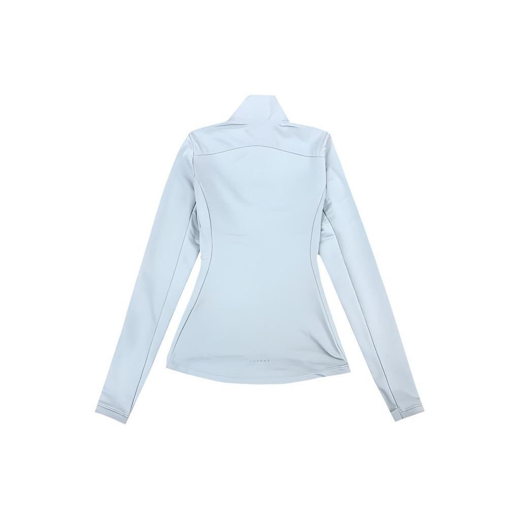 Nike Женская куртка из плотного хлопка с принтом логотипа, застежкой-молнией и надписью «стойка», синяя AQ4739-012