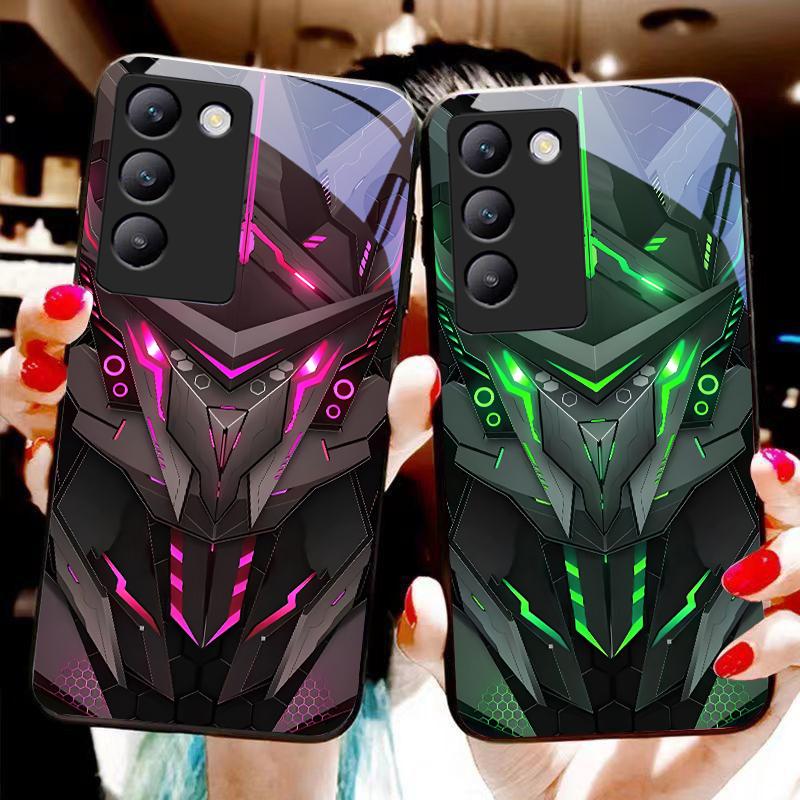 Креативный Мех Для Y72 33S 11 03 36 96 Lite 35 16 Iqoo 12 V40 SE 5G 29 40 21 30 X80 Pro Vivo Закаленное Стекло Чехол Для Телефона Черный