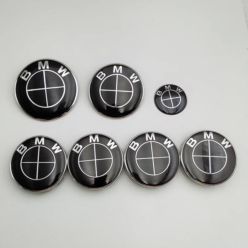 Набор из 7 эмблем BMW 82мм 74мм 45мм 56мм 68мм Логотип на капот автомобиля Значок на заднюю крышку багажника Колпачки на ступицы колес Наклейка на руль