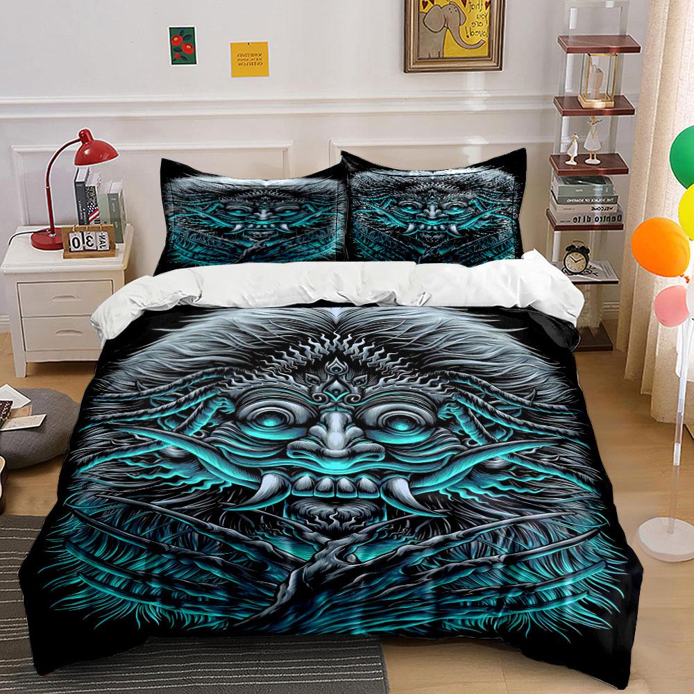 Glowing tribal face motif. Bedding sets Duvet cover sets Duvet covers Pillowcases(1 * Duvet Cover 2 * Pillowcases without duvet insert)