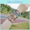 Ethnic Style Three Layer Winding Leather Jewelry With Colorful Crystal Chips For Fashion Wear