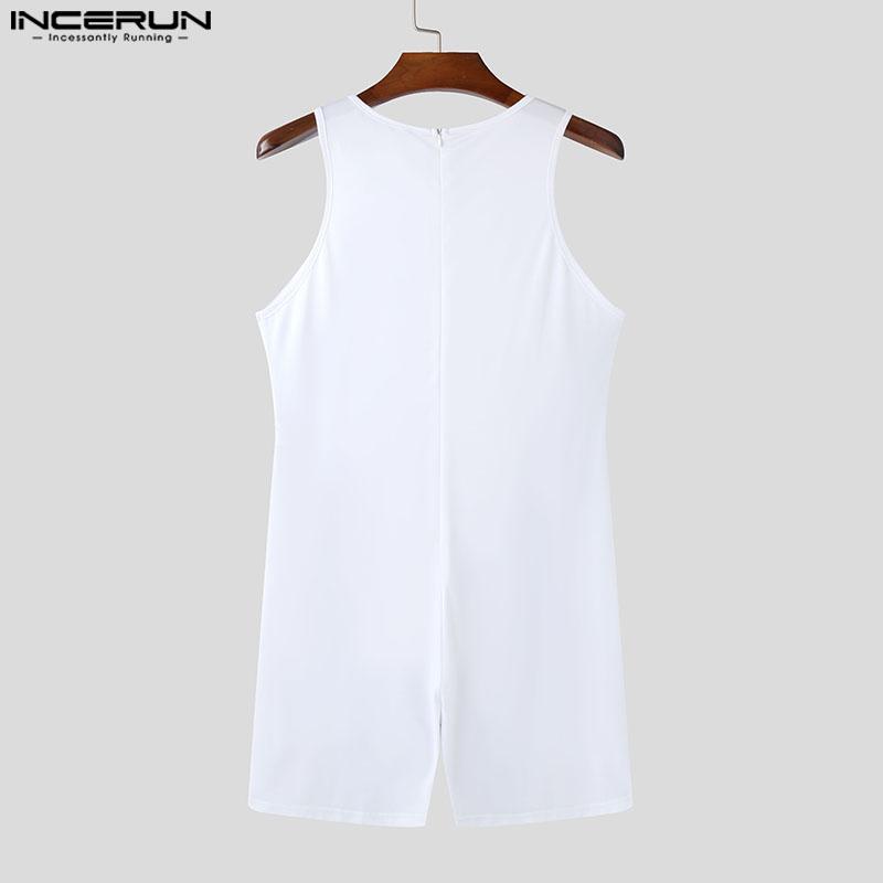 INCERUN Мужские комбинезоны без рукавов сшитые цельные боди комбинезоны короткие комбинезоны
