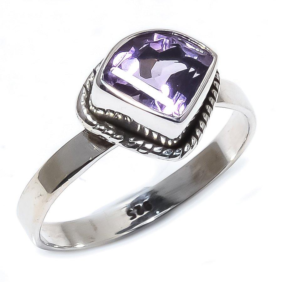 Натуральный розовый аметист драгоценный камень ручной работы серебро 925 пробы подарочное кольцо S.8 l5T37