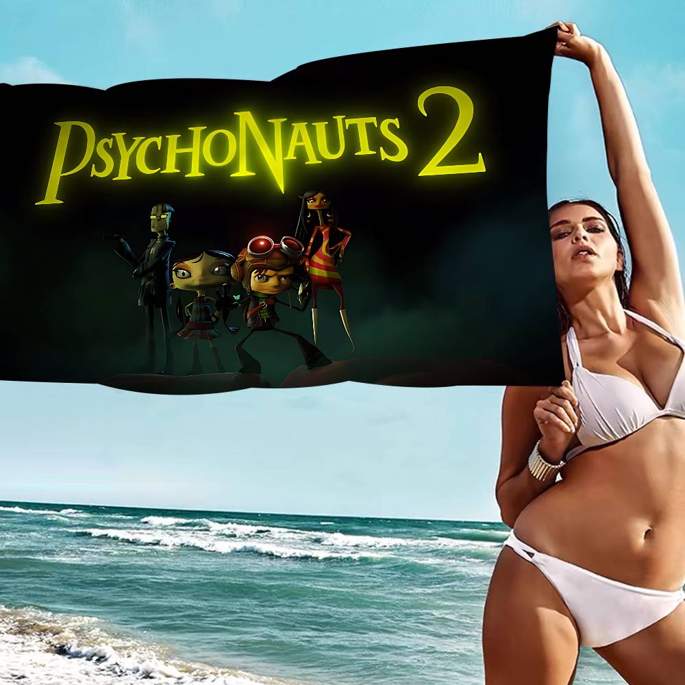 P-Psychonauts-S Микрофибра С принтом Пляжное полотенце Скалолазание Йога Пляж Плавание Бег Впитывающее Мягкое полотенце