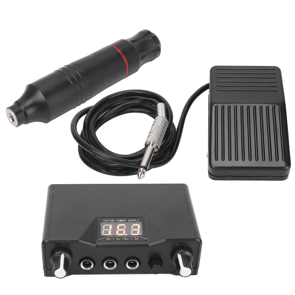 Профессиональный набор для татуировки с ручкой и блоком питания для тату-машинки, черный