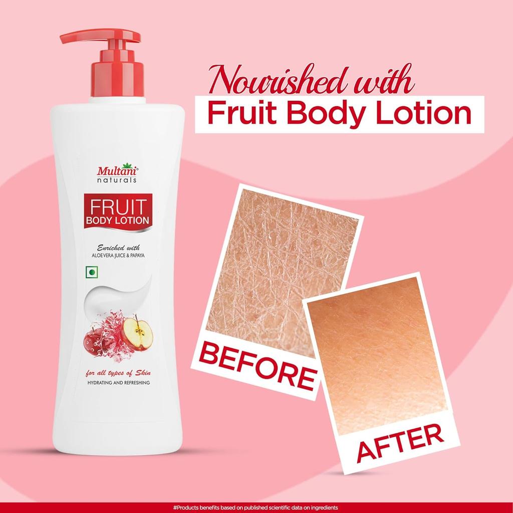 Multani Naturals Фруктовый лосьон для тела 400 мл Упаковка 1 Увлажняющий лосьон Для сухой кожи Папайя Алоэ Вера Увлажняющий Мужчины Женщины