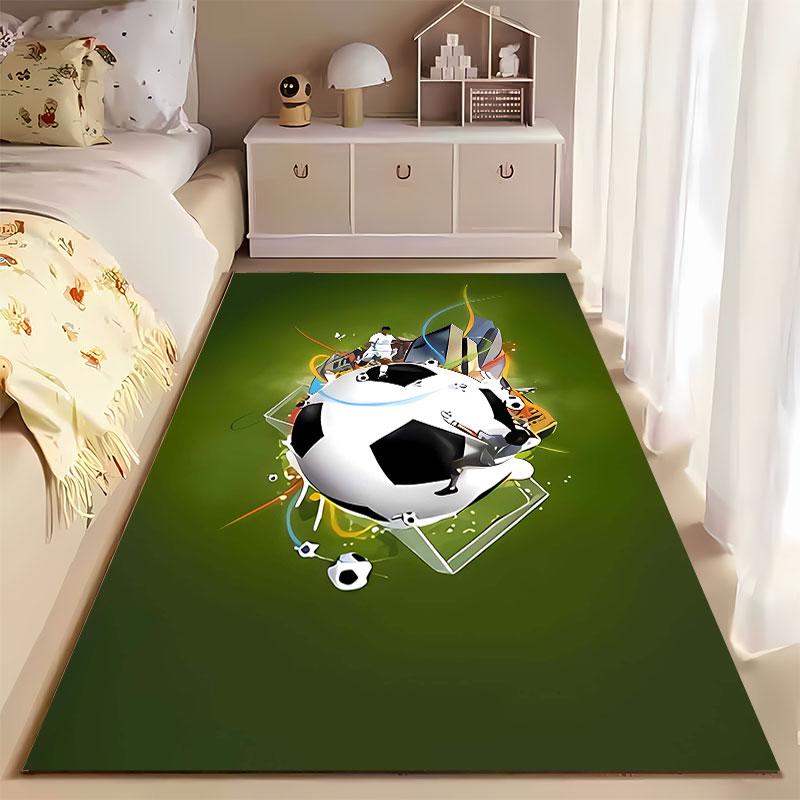 Soccer Themed Green Carpet suitable as a non-slip mat for the living room or bedroom sofa