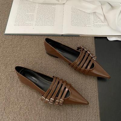 2024 Туфли женские на низком каблуке с острым носком, готические, сексуальные, элегантные, женские, на каблуке, белые мокасины, без застежек, новые, в поясе 35-41