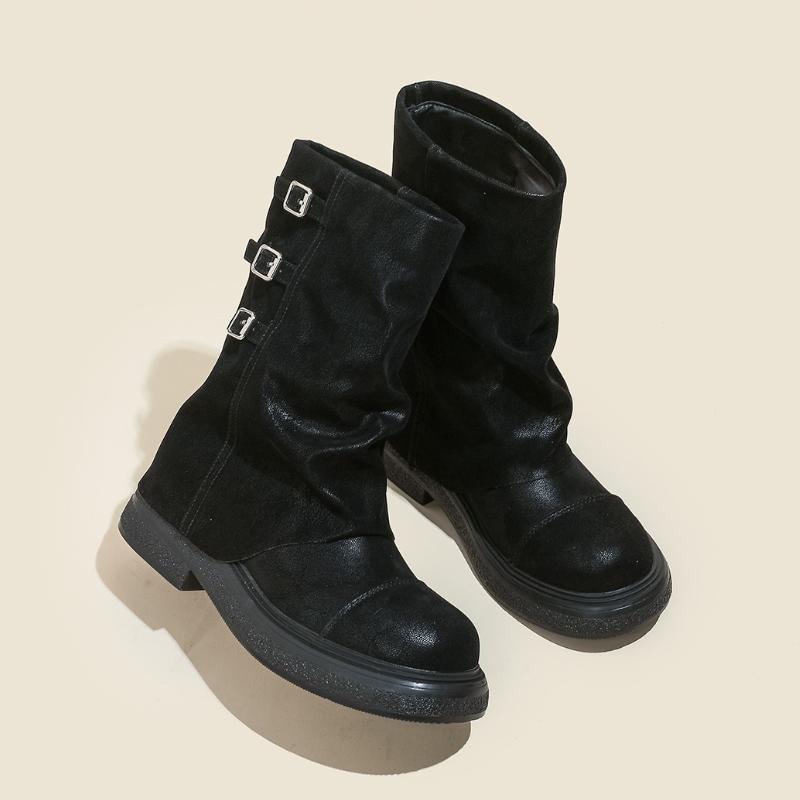 Элегантные женские ботильоны на плоской подошве Новая зимняя модная обувь 2025 Тренд Повседневные зимние ботинки Бренд Вечеринка Женские кроссовки Пряжка Ботас