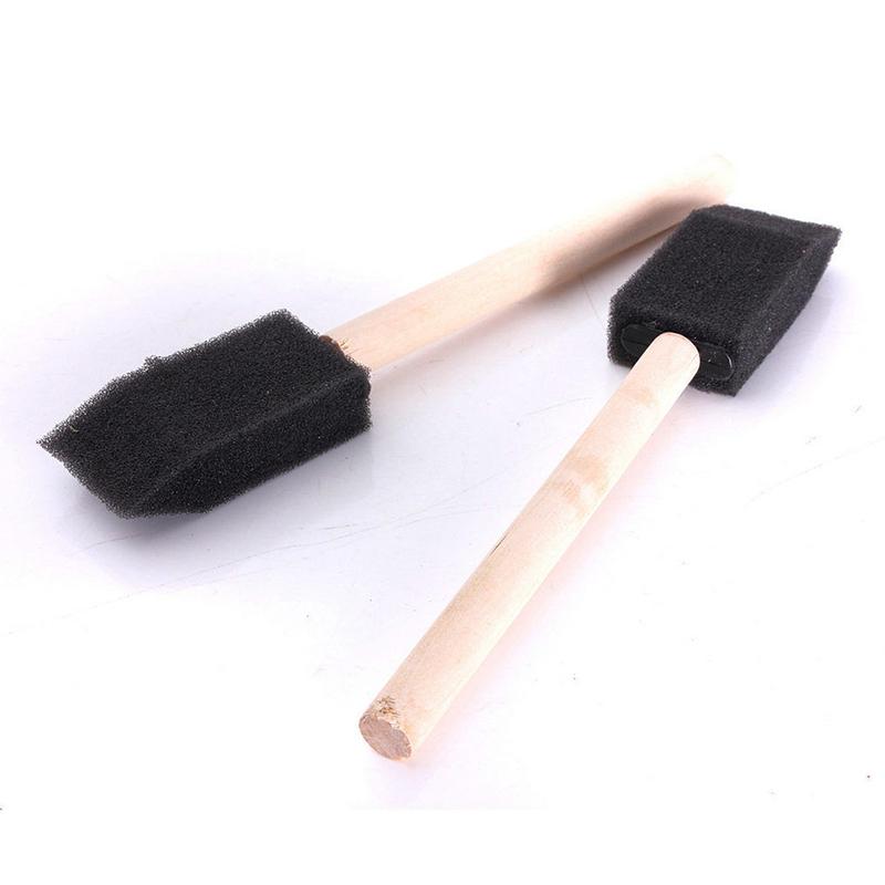 20 шт., 1 дюйм, пенопластовые кисти, деревянная ручка, инструмент для рисования и отделки, ремесла