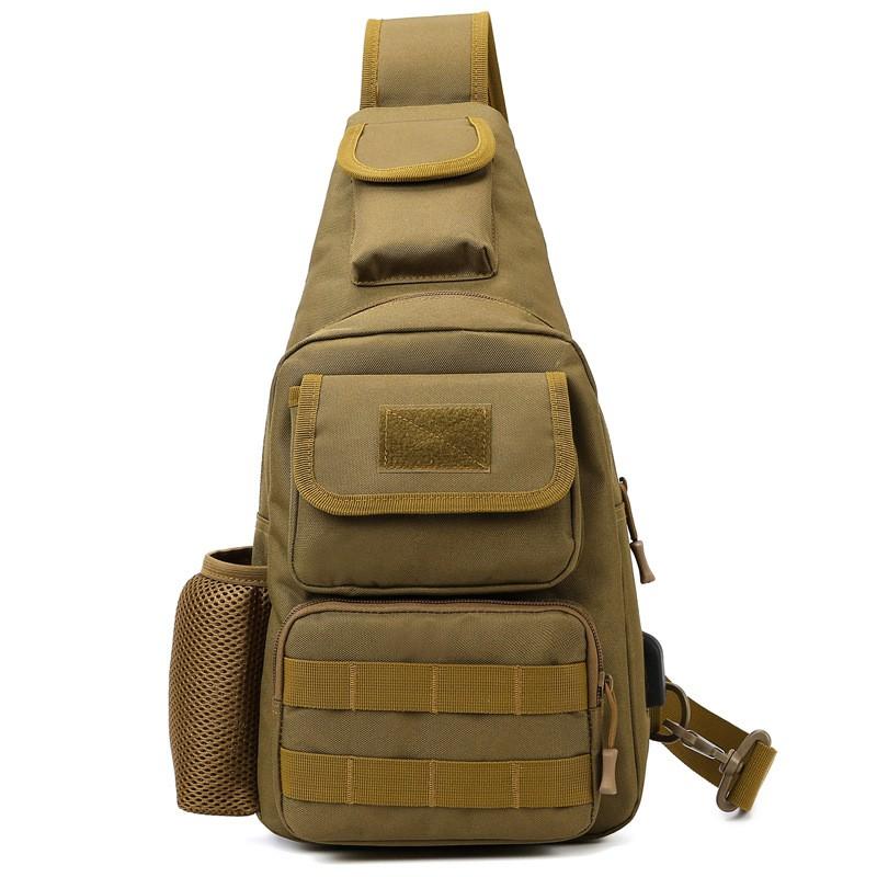 Mens Tactical Crossbody Fishing Bag Outdoor Sports Chest Pack Canvas Multi-Function Utility Pouch Camo
