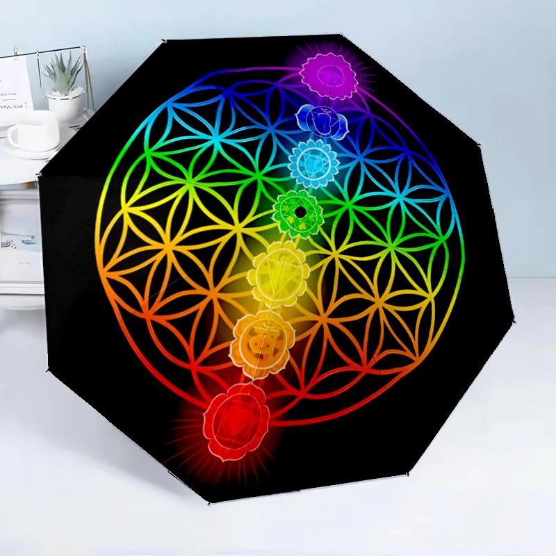 Cosmic Flower Of Life 8-Frame for Travel, camping, Casual Lightweight Portable Umbrella, Essential for every family Holidays Birthday Gift