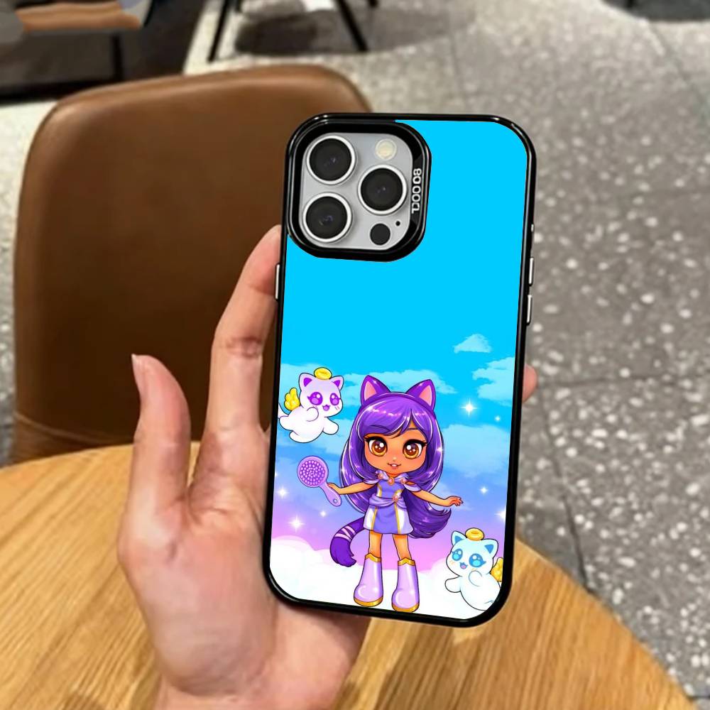 A-Aphmau Мяу Аниме Кошки Чехол Для Телефона Для iPhone17,16,15,14,13,12,11 Plus,Pro Max Цветной Посеребренный Внутренний Чехол