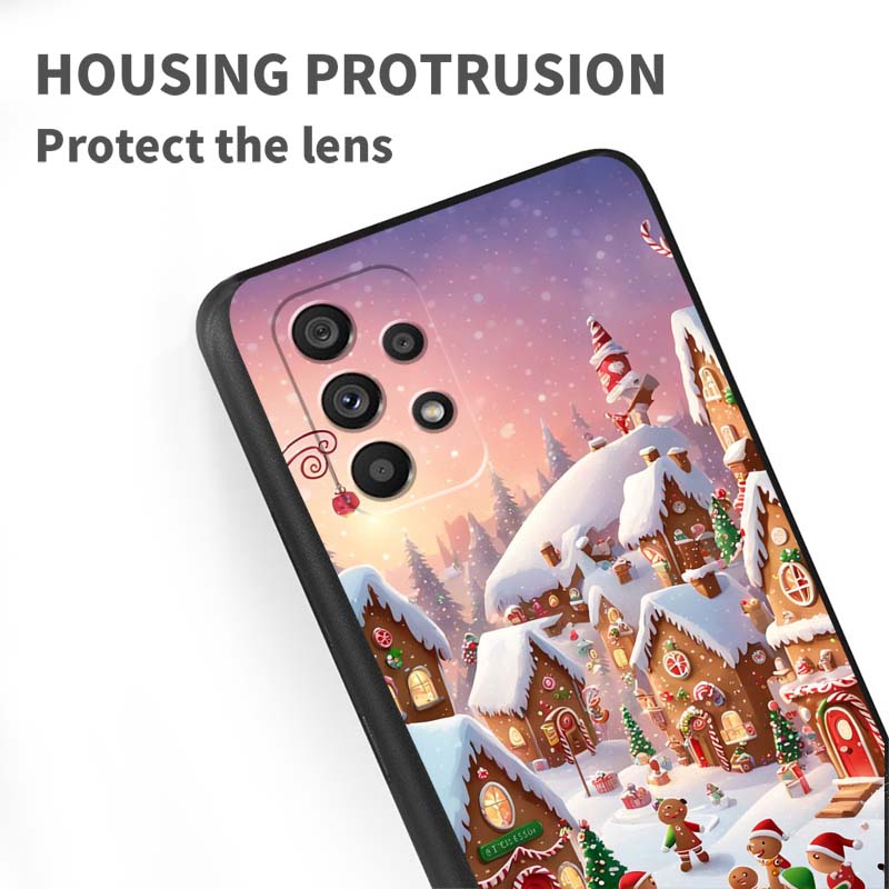 Дизайн подарочной коробки на Рождество Чехол для телефона для Samsung A41 A35 A34 A33 A32 A25 A24 A23 A21s A06 A05 A04 A03 Note 10 20 Ultra 5G Черный