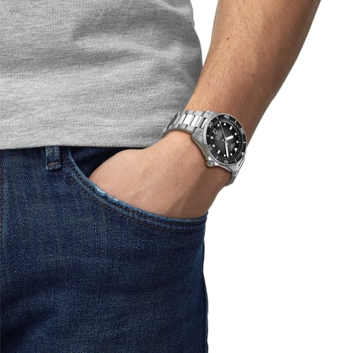 Tissot Seastar 1000 Powermatic 80 40 мм Браслет с черным циферблатом, Официально импортированный, Модель T1208071105100