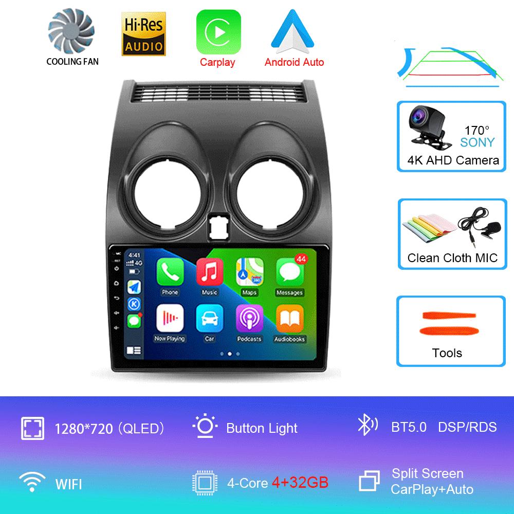 Автомагнитола Android 14 для Nissan Qashqai 1 J10 2006 - 2013 Мультимедийный видеоплеер Навигация GPS Нет 2din 2 din